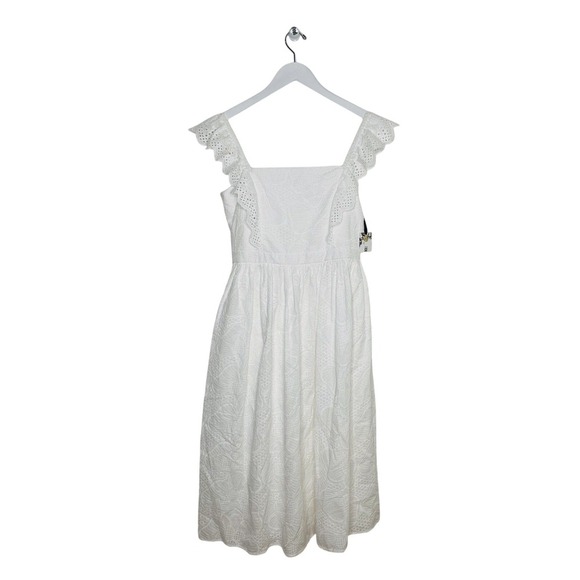 KENSIE Womens White Flutter Sleeve Midi Fit + Flare Dress Size‎ 8 NEW - Picture 1 of 2
